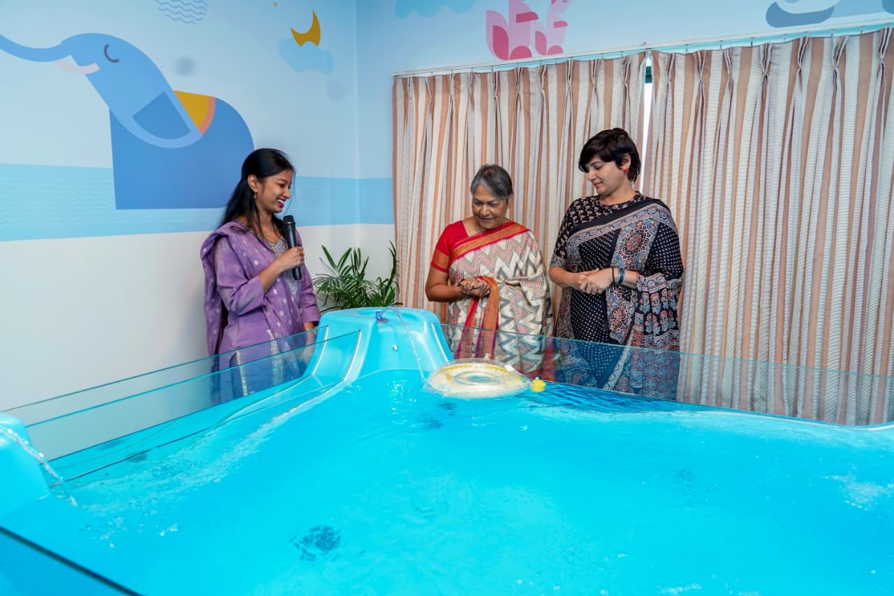 Hyderabad Collector Hari Chandana takes a look at the facilities along with Dr Evita Fernandez, Chairperson and MD, Fernandez Foundation, at the newly inaugurated Baby Spa at Fernandez Stork Home, Banjara Hills, on Thursday.