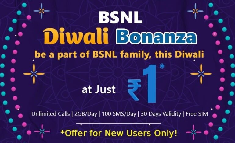 BSNL Launches “Diwali Bonanza” — Free 4G Mobile Services for One Month at Just ₹1