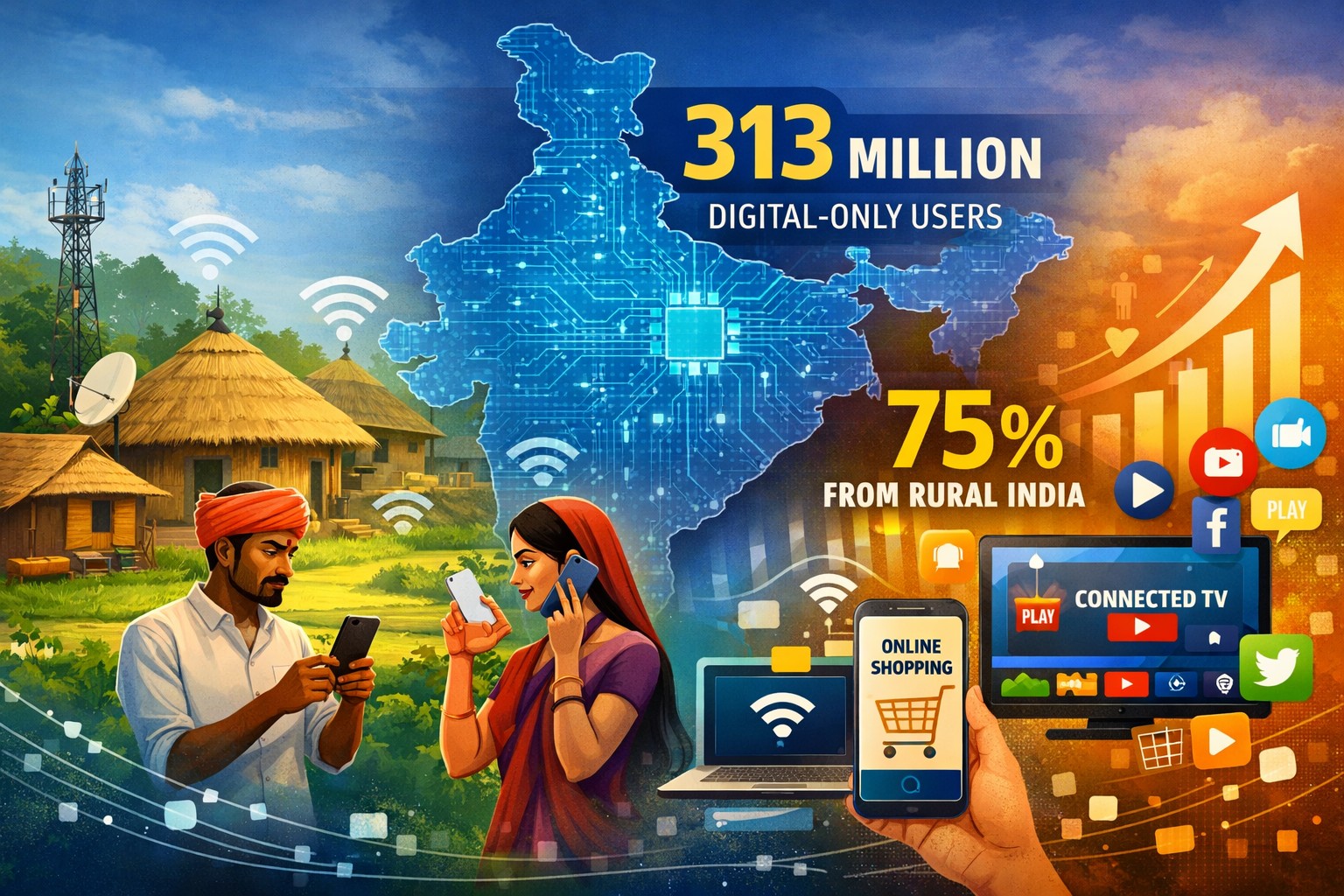 India’s digital-only audience rises to 313 million, 75% users from rural areas: Kantar Media Compass