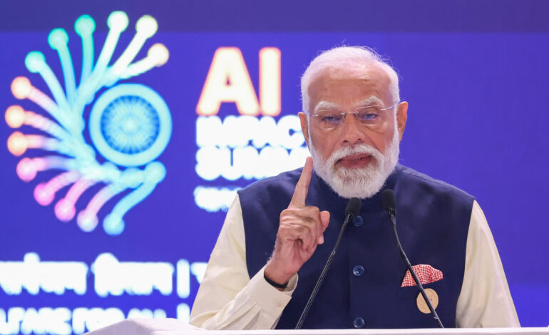 PM Modi Unveils M.A.N.A.V. Vision at India AI Impact Summit 2026; Calls for AI as Global Common Good