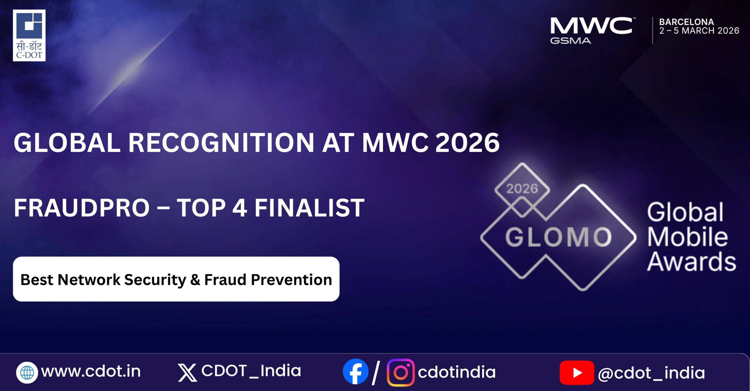 C-DOT’s AI Fraud Detection Platform ‘FraudPro’ Named Finalist at Global Mobile Awards 2026