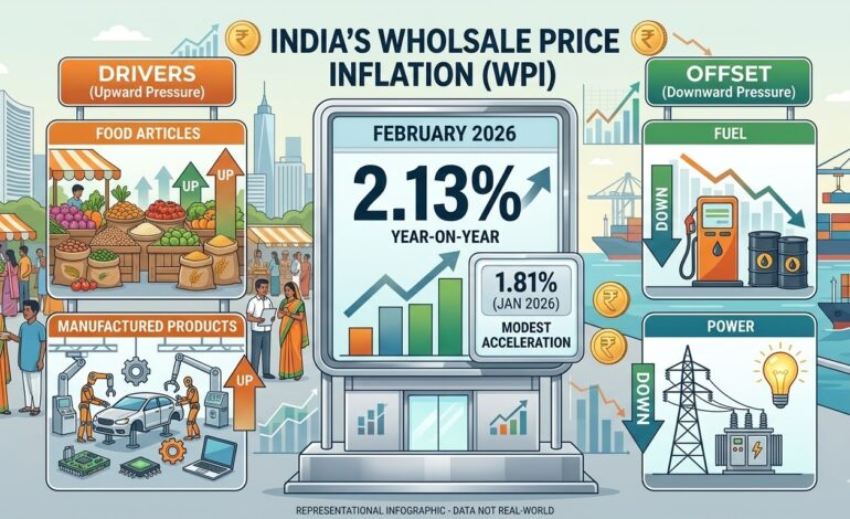 Wholesale Inflation Edges Up to 2.13% in February as Food Prices Firm; Fuel Continues to Decline