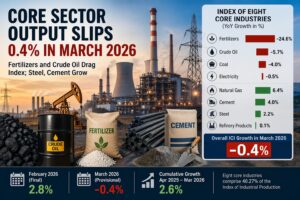 Core Sector Output Slips 0.4% in March 2026; Fertilizers, Crude Oil Drag Index