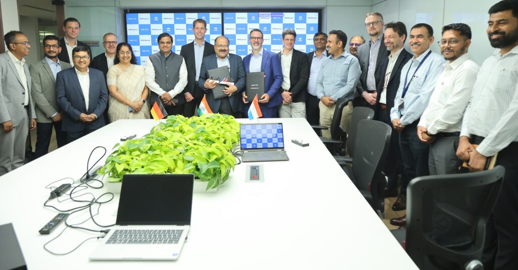 TV Narendran, CEO and Managing Director of Tata Steel, and Jochen Burg, CEO of SMS Group, at the MoU signing for deployment of EASyMelt technology, highlighting a shared commitment to innovation-led low-carbon steelmaking and large-scale industrial decarbonisation.