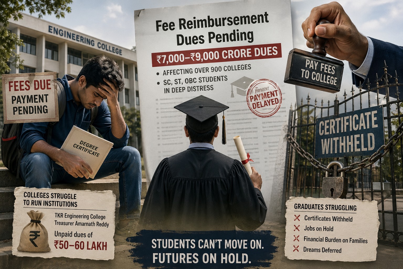 Telangana’s Fee Reimbursement Crisis: Engineering Graduates Trapped Between Government Dues and College Demands