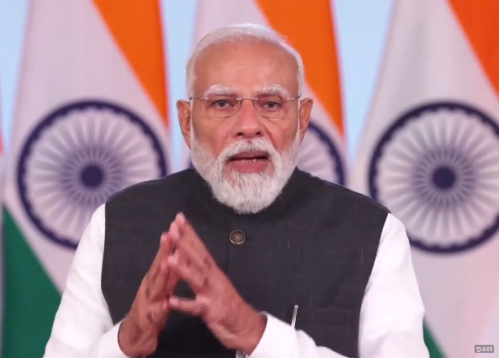 Prime Minister Narendra Modi addresses the Karmayogi Sadhana Saptah through a video message on the foundation day of the Capacity Building Commission (CBC) on Thursday.