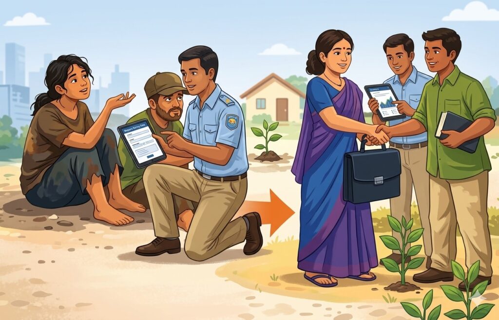 Designed for use by implementing agencies and district authorities, the platform enables seamless capture of survey data, addressing longstanding challenges such as delays and inconsistencies in reporting.