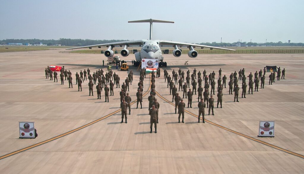 The Indian contingent comprises 120 personnel, primarily from a battalion of the Maratha Light Infantry Regiment, while the Royal Cambodian Army is represented by 160 troops.