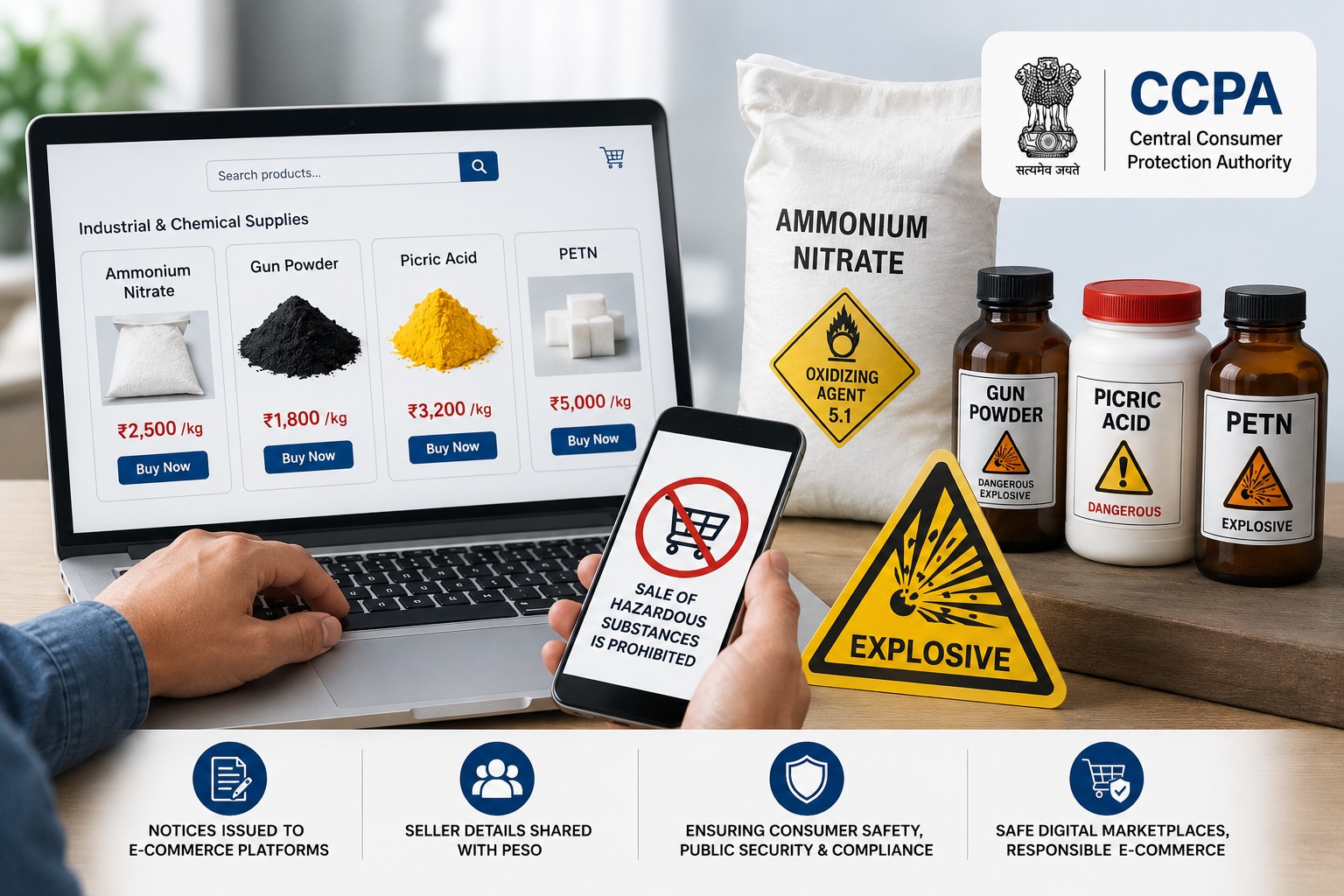 CCPA Cracks Down on Online Sale of Hazardous Chemicals, Explosive Substances