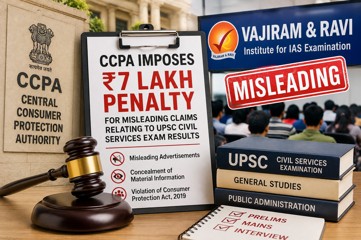 CCPA Fines Vajiram & Ravi IAS Study Centre ₹7 Lakh for Misleading UPSC Success Claims