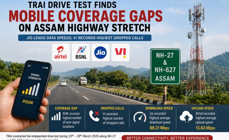 TRAI Audit Reveals Coverage Gaps, Dropped Calls Along NH-27 and NH-627 in Assam