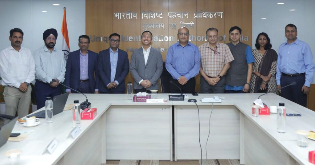 Officials from UIDAI and IIIT Hyderabad with representatives of winning organisations during the recognition ceremony for the Face and Iris Biometric SDK Benchmarking Challenges in New Delhi on Monday.