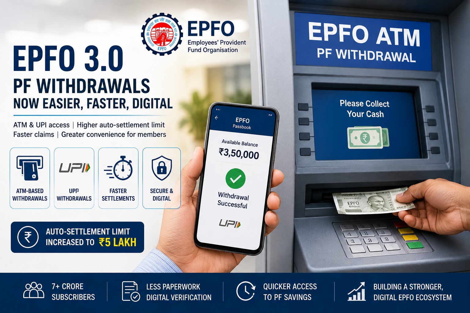 EPFO 3.0 Set to Transform PF Access with ATM, UPI Withdrawals and Faster Settlements
