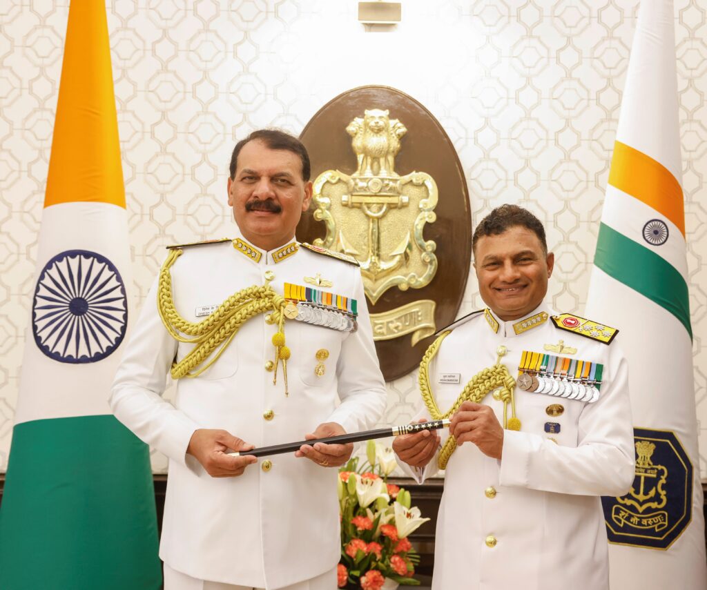 Admiral Krishna Swaminathan assumes charge as the 27th Chief of the Naval Staff of the Indian Navy in New Delhi on Sunday. He succeeds Admiral Dinesh Kumar Tripathi, who retired after more than four decades of distinguished service.