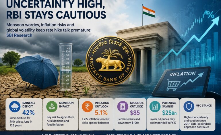 SBI Research Sees RBI in Wait-and-Watch Mode Amid Inflation Risks, Weak Monsoon and Global Uncertainty