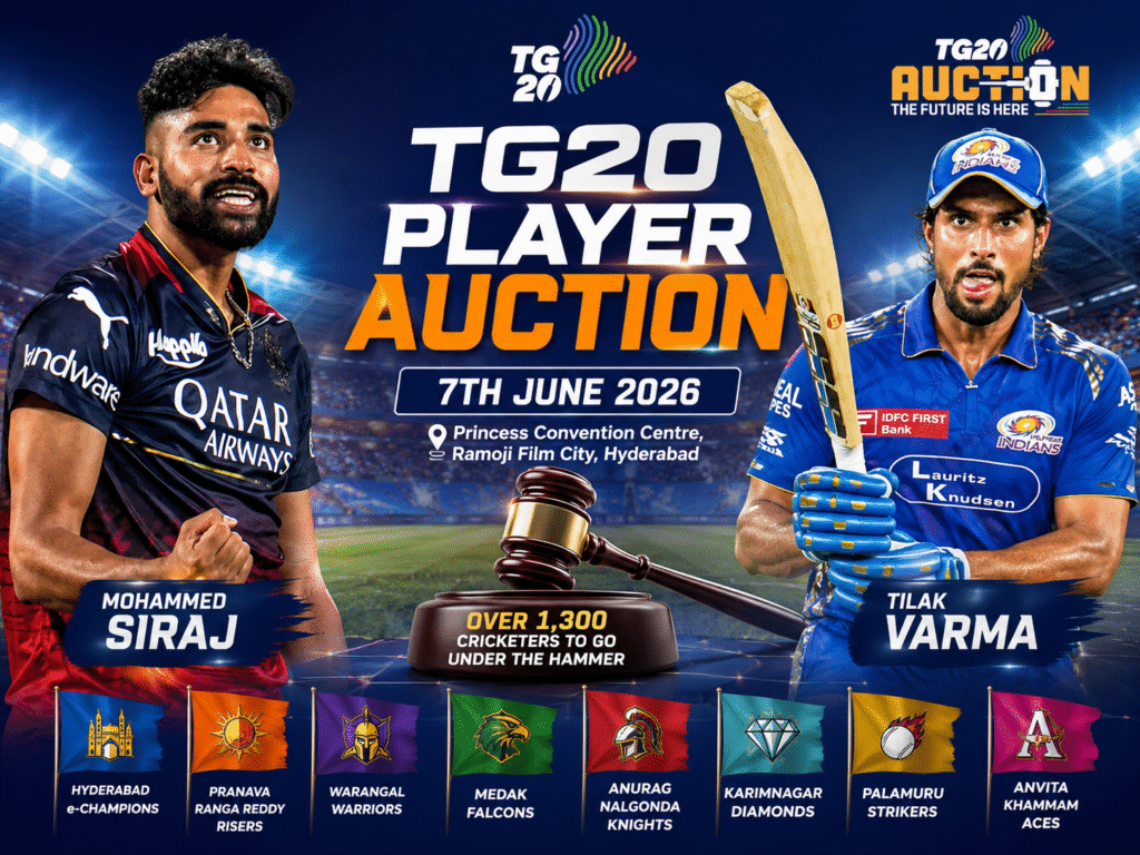 The player pool will be led by India internationals Mohammed Siraj and Tilak Varma, two of Telangana's most prominent cricketers. Established domestic players including Rohit Rayudu, Rahul Buddhi, CV Milind and Tanmay Agarwal are also expected to attract significant bidding interest from franchise owners.