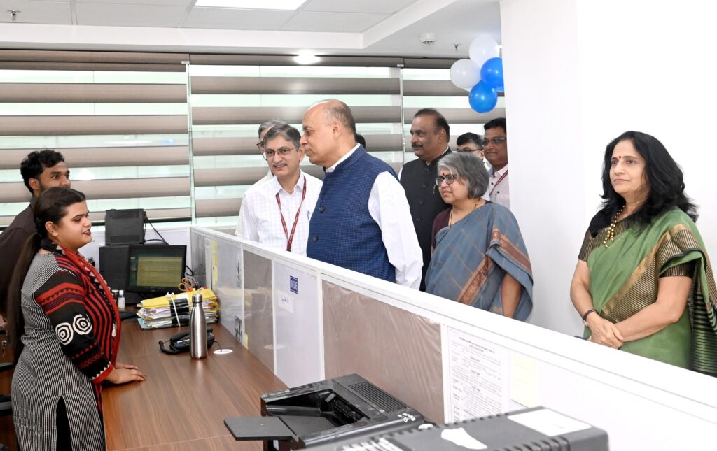 UPSC Chairman Dr Ajay Kumar interacts with officials after inaugurating the Commission’s new office at the Talkatora Annexe Building in New Delhi on Friday.