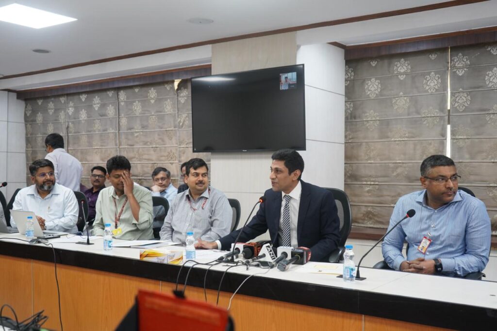 MeitY Secretary S. Krishnan at the launch of Varya, India's first distilled AI video-generation model developed by Avataar under the IndiaAI Mission, in New Delhi on Friday.