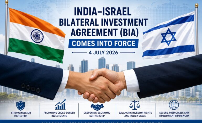 India-Israel Bilateral Investment Agreement Comes into Force, Boosting Investor Confidence