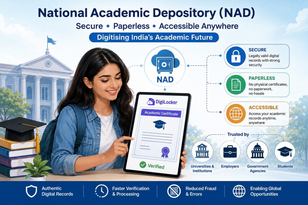 Designed as a cornerstone of India's digital governance architecture for education, NAD enables students to access their degrees, diplomas, mark sheets and certificates anytime, anywhere, while allowing employers, universities and government agencies to verify credentials instantly and securely.