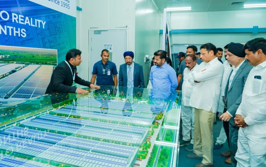 Telangana Chief Minister A. Revanth Reddy tours Premier Energies' next-generation solar module manufacturing facility after inaugurating the plant at Seetarampur in Shabad on Thursday.