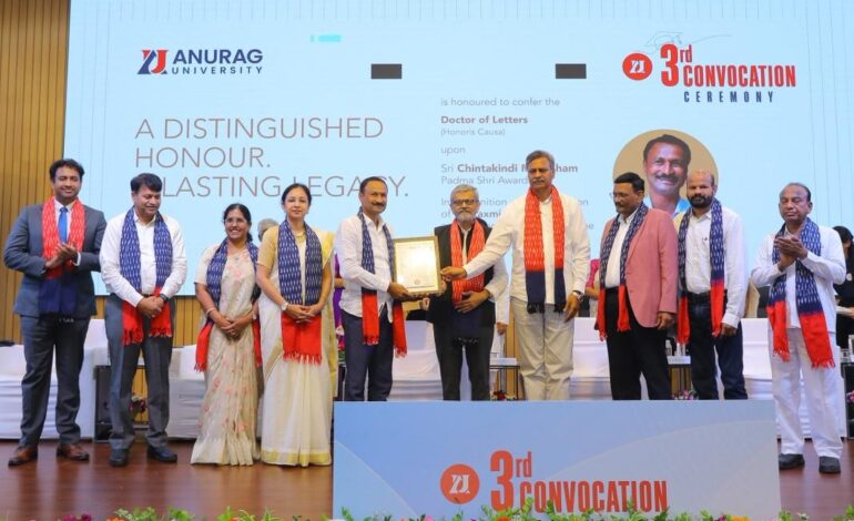 Anurag University Confers Degrees on 2,789 Graduates, Honours Padma Shri Mallesham at Annual Convocation