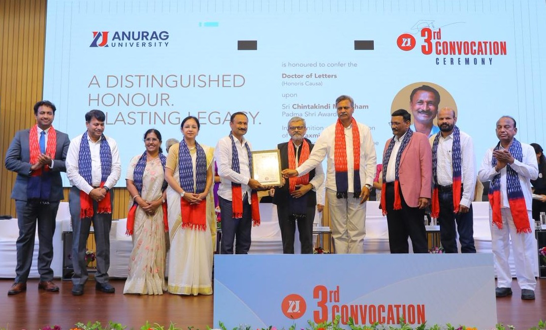 Anurag University Confers Degrees on 2,789 Graduates, Honours Padma Shri Mallesham at Annual Convocation