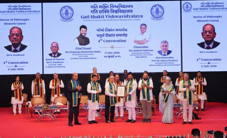 Gati Shakti Vishwavidyalaya graduates 121 students, honours Metro Man E. Sreedharan with first honorary PhD