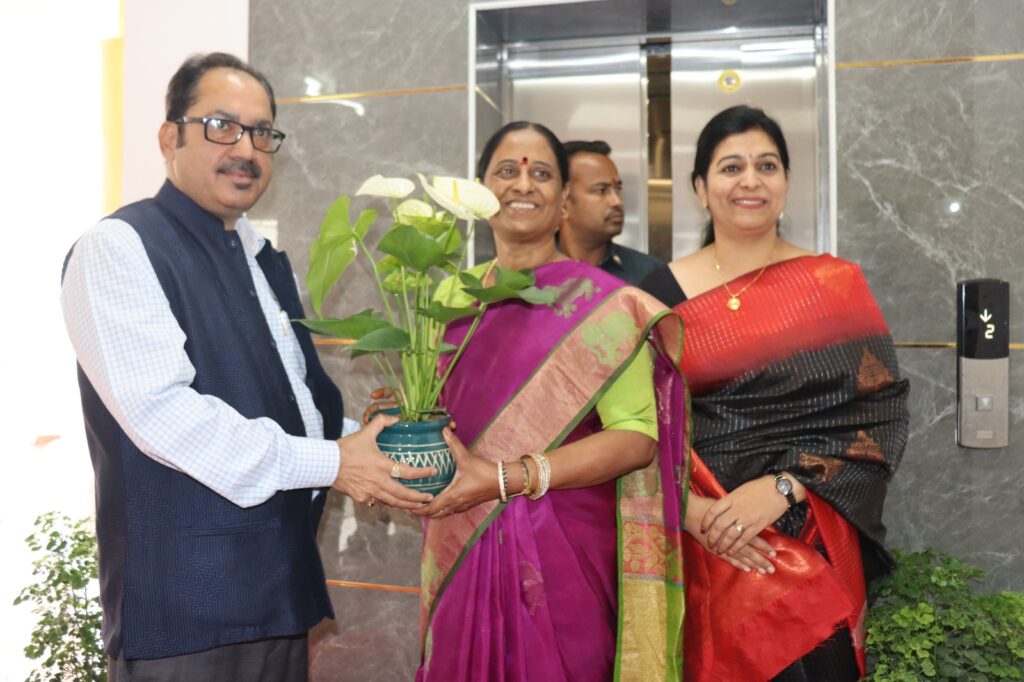 Telangana Forest, Environment and Endowments Minister Konda Surekha with Chief Secretary Sanjay Jaju and Telangana State Forest Academy Director Priyanka Varghese at the International Tiger Day celebrations held at the Telangana State Forest Academy in Dulapally, Medchal-Malkajgiri district, on Wednesday.