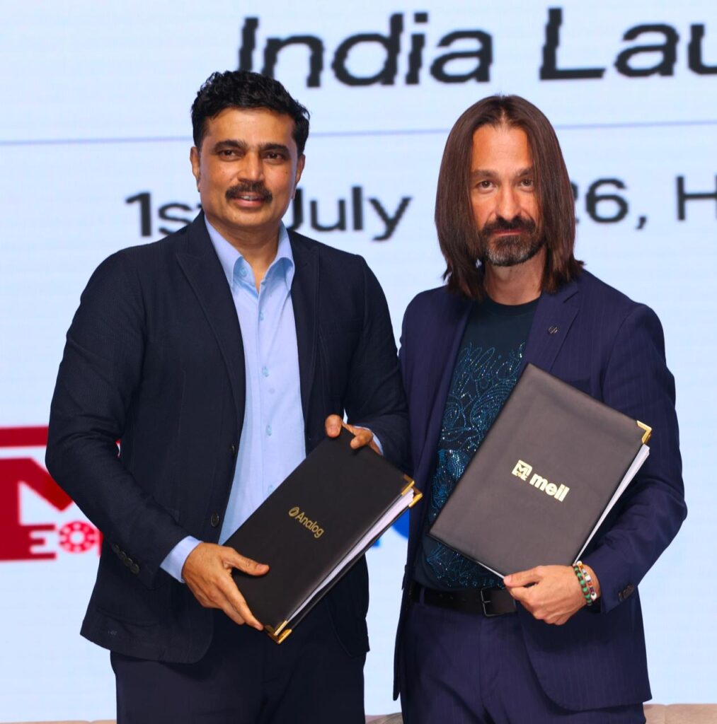MEIL Managing Director P. Krishna Reddy (left) and Analog Founder and CEO Alex Kipman during an MoU signing event in Hyderabad on Wednesday.