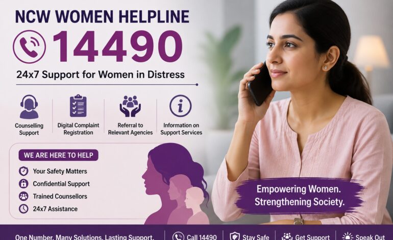 NCW’s 24×7 Digital Women Helpline 14490 Offers Nationwide Support for Women in Distress