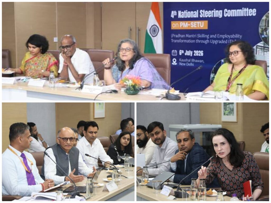 Debashree Mukherjee, Secretary, Ministry of Skill Development and Entrepreneurship (MSDE), chairs the 4th National Steering Committee meeting on PM-SETU in New Delhi. The meeting was attended by senior officials, including Dilip Kumar, Director General, Directorate General of Training (DGT), Manasi Sahay Thakur, Joint Secretary, along with representatives from state governments, industry partners and multilateral organisations, where the nationwide rollout of PM-SETU and Strategic Investment Plans worth ₹1,237.58 crore were approved.