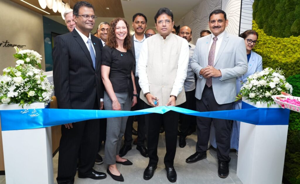 Telangana IT and Industries Minister D. Sridhar Babu inaugurates the Schwab India technology centre in Hyderabad in the presence of Charles Schwab executives Christopher Wyse, Pradeep Menon and Subba Perepa, along with Telangana IT Advisor Sai Krishna.