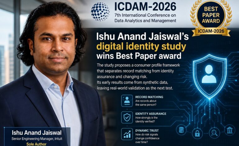Ishu Anand Jaiswal’s digital identity study wins Best Paper award at ICDAM-2026