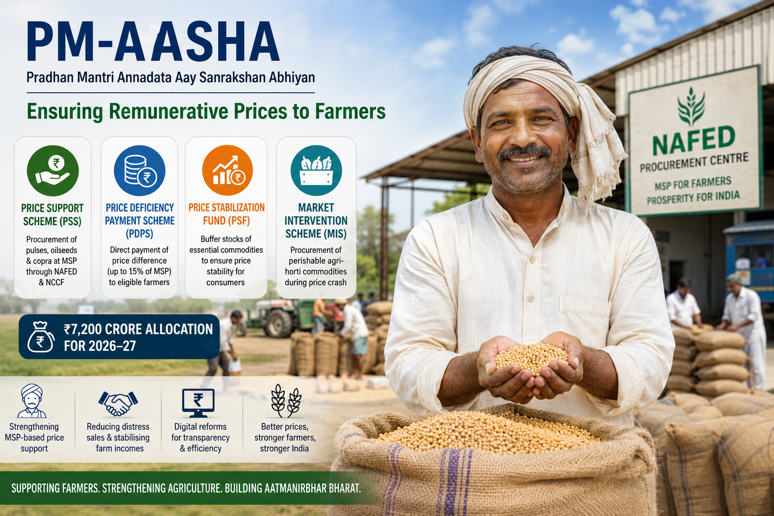 PM-AASHA gets ₹7200 crore allocation as government expands MSP-based price support for farmers