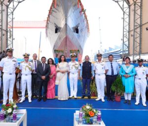 Navy launches next-generation offshore patrol vessel Shruti at GRSE