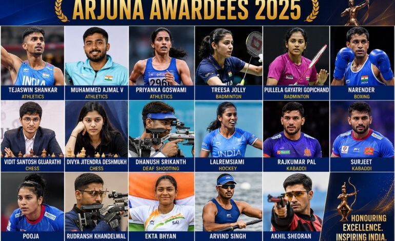 National Sports Awards 2025 announced with 17 Arjuna Awardees