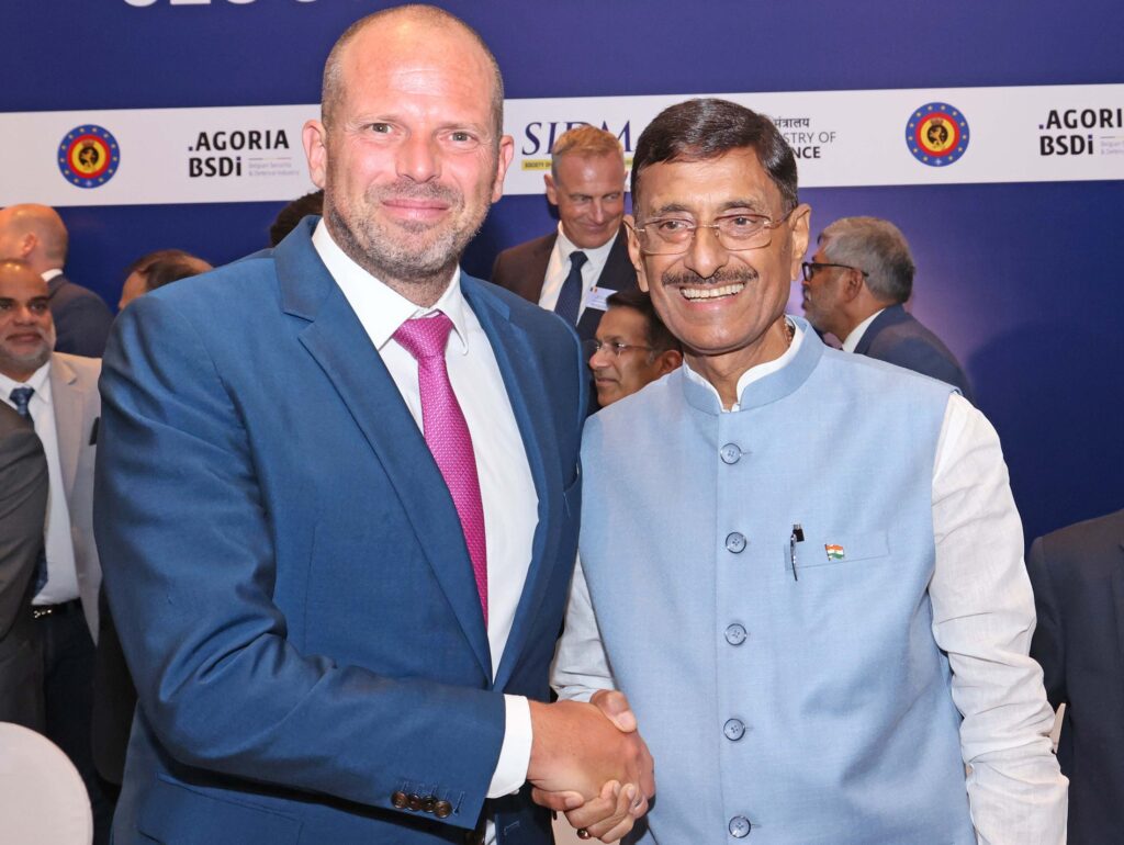 Minister of State for Defence Sanjay Seth meets Belgian Minister of Defence and Foreign Trade Theo Francken during the India-Belgium Defence CEOs Roundtable and B2B Meetings in New Delhi on September 3, 2026.