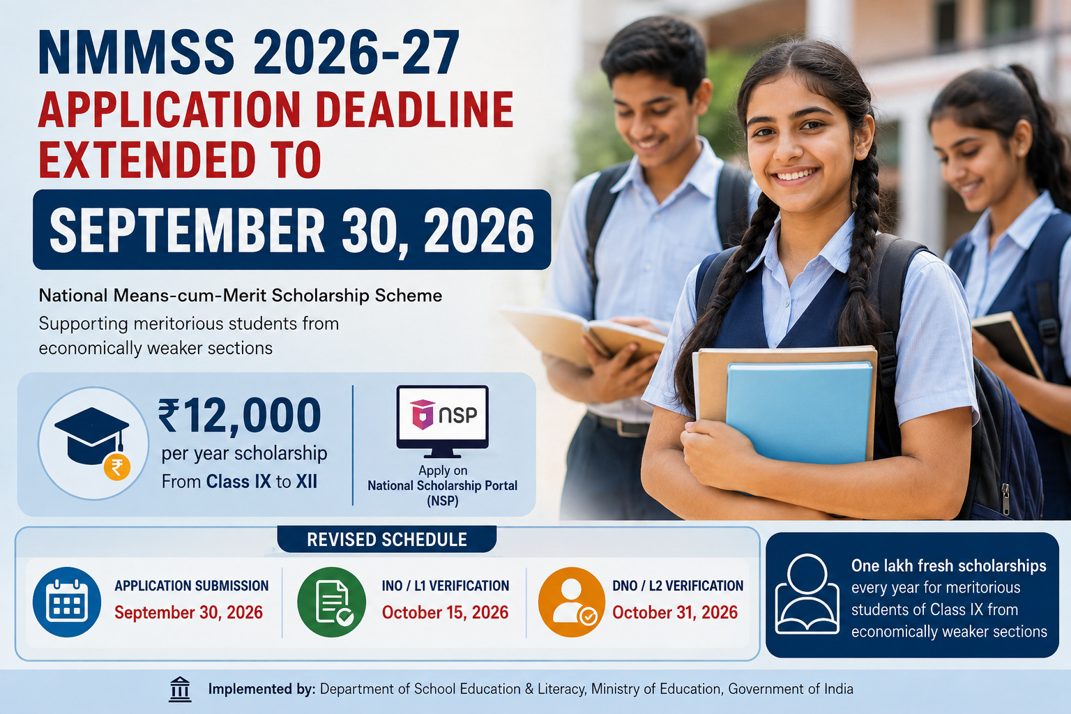 NMMSS scholarship application deadline extended to September 30