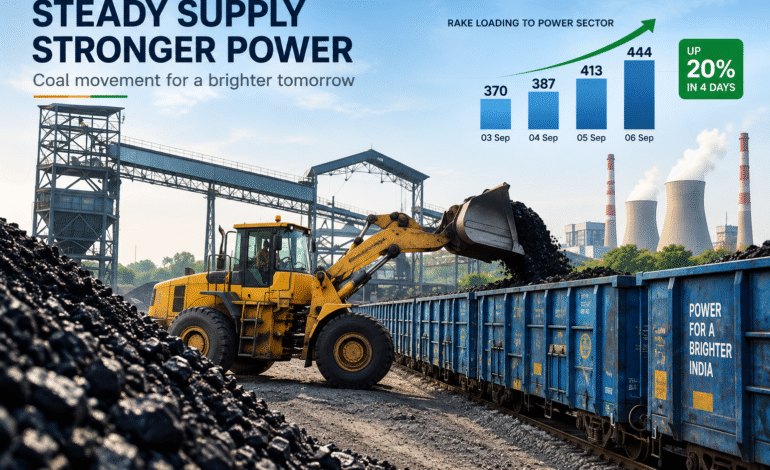 Coal loading to power sector rises to 444 rakes, up 20% in four days