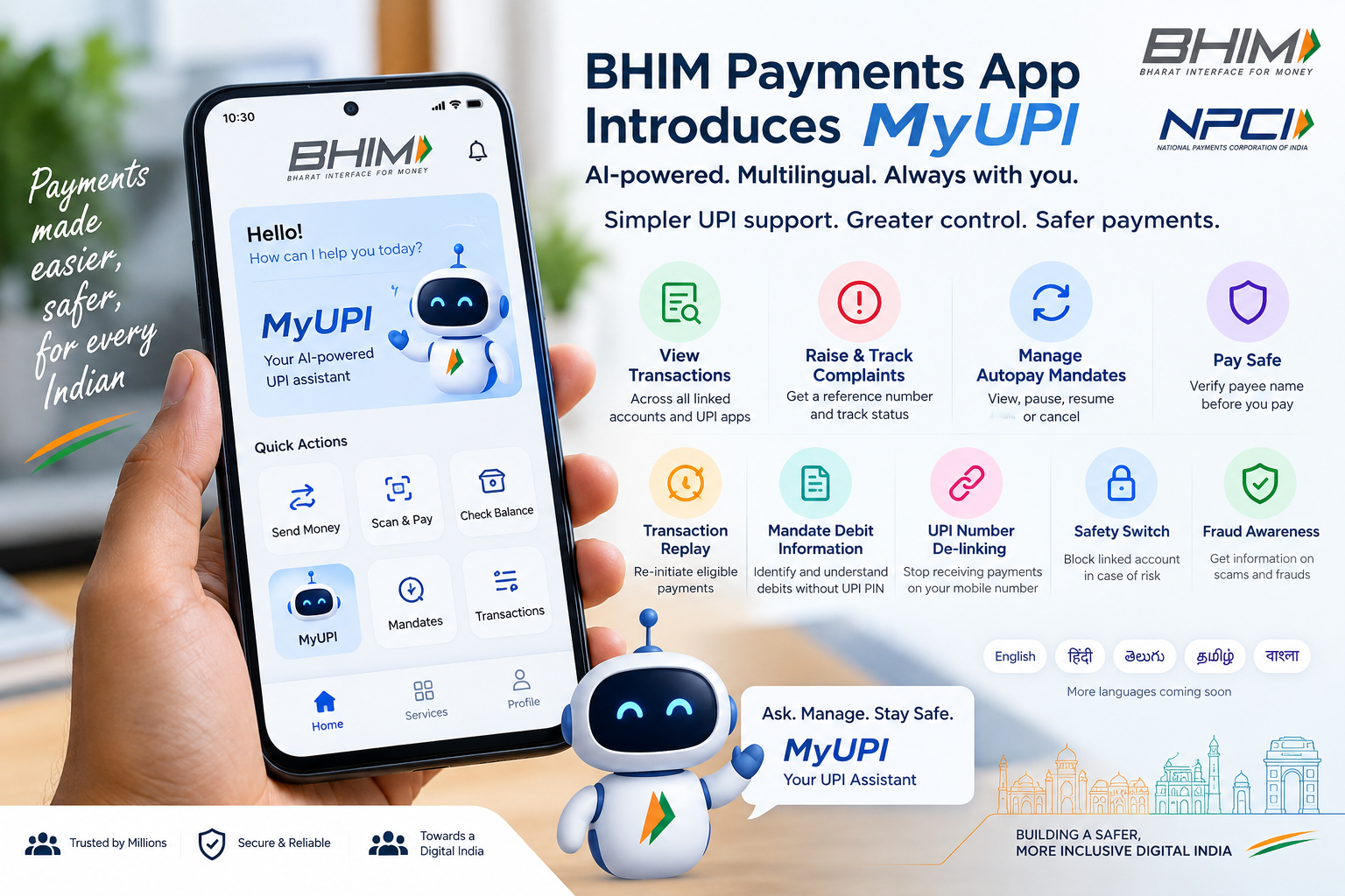 BHIM Payments App introduces MyUPI for UPI support, mandate management and safety controls