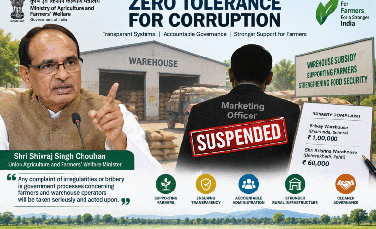 Agriculture Ministry suspends officer over alleged bribe demand for warehouse subsidy