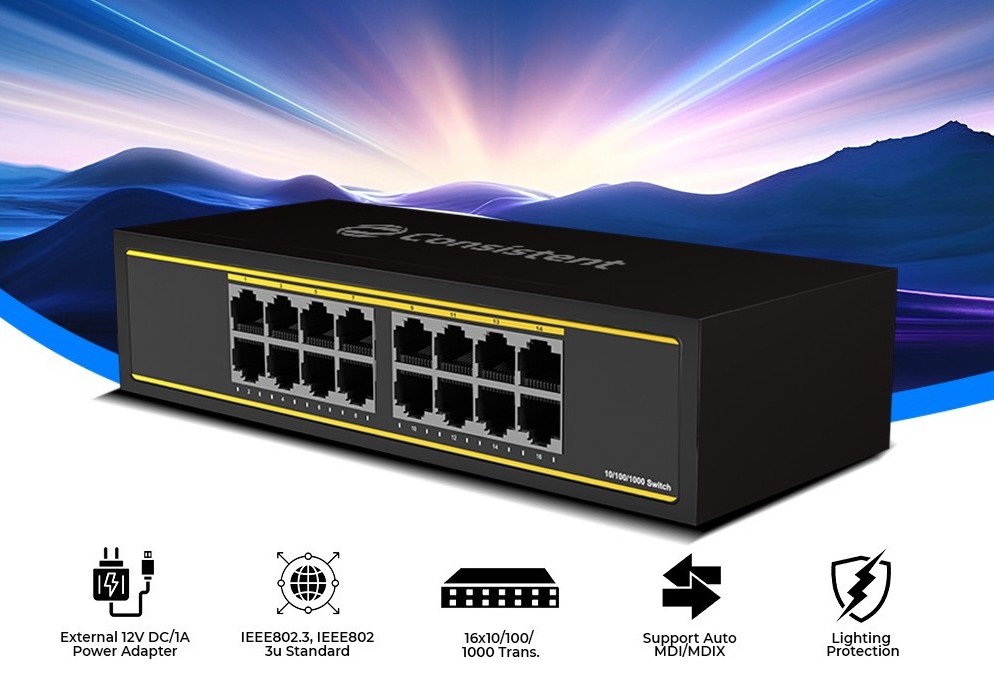 Consistent launches 16-port Gigabit Ethernet switch at ₹6999 MRP