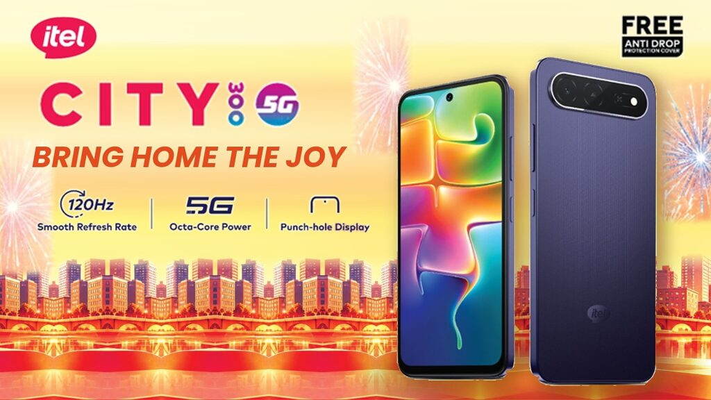 The City 300 5G features a 6.67-inch HD+ punch-hole display with a resolution of 720 × 1600 pixels and a 240Hz touch sampling rate. The device measures 8.4mm in thickness.